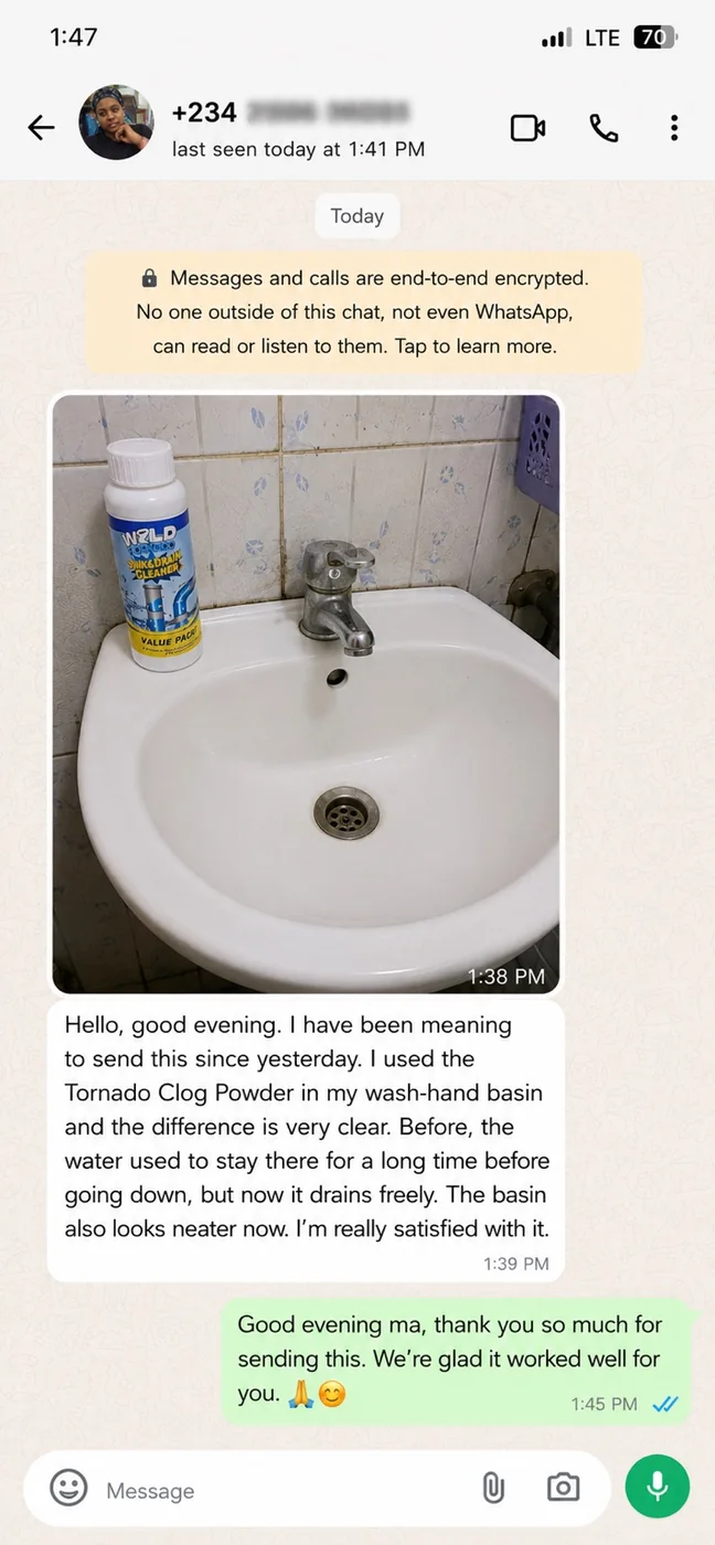 Customer testimonial — wash-hand basin