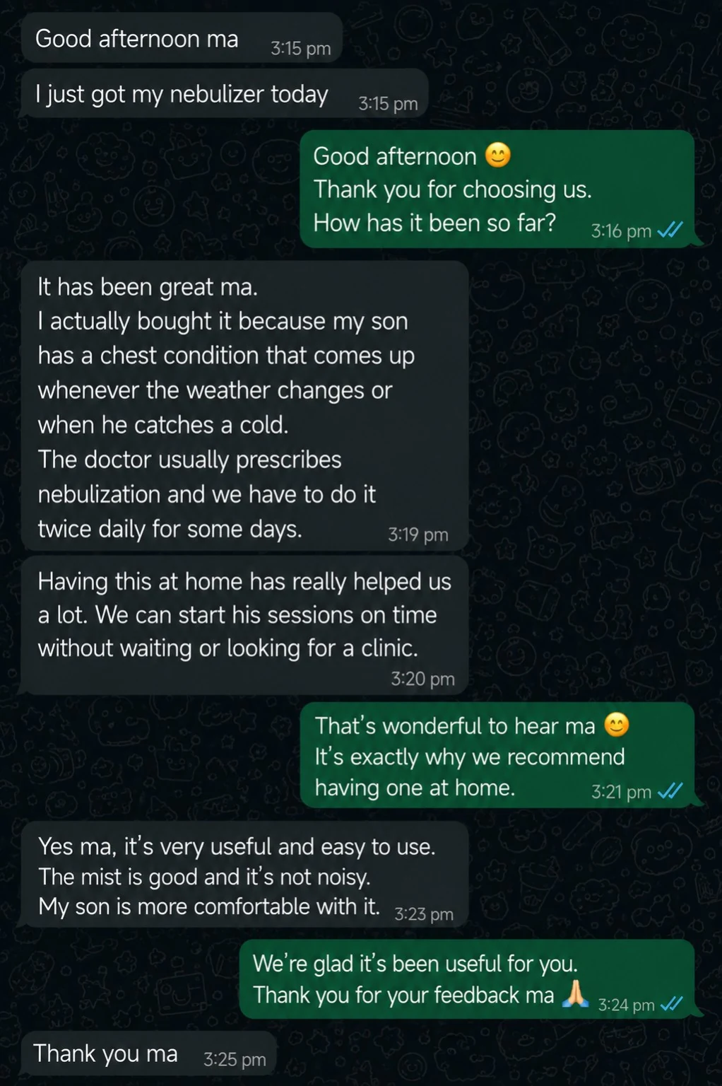 Customer message
