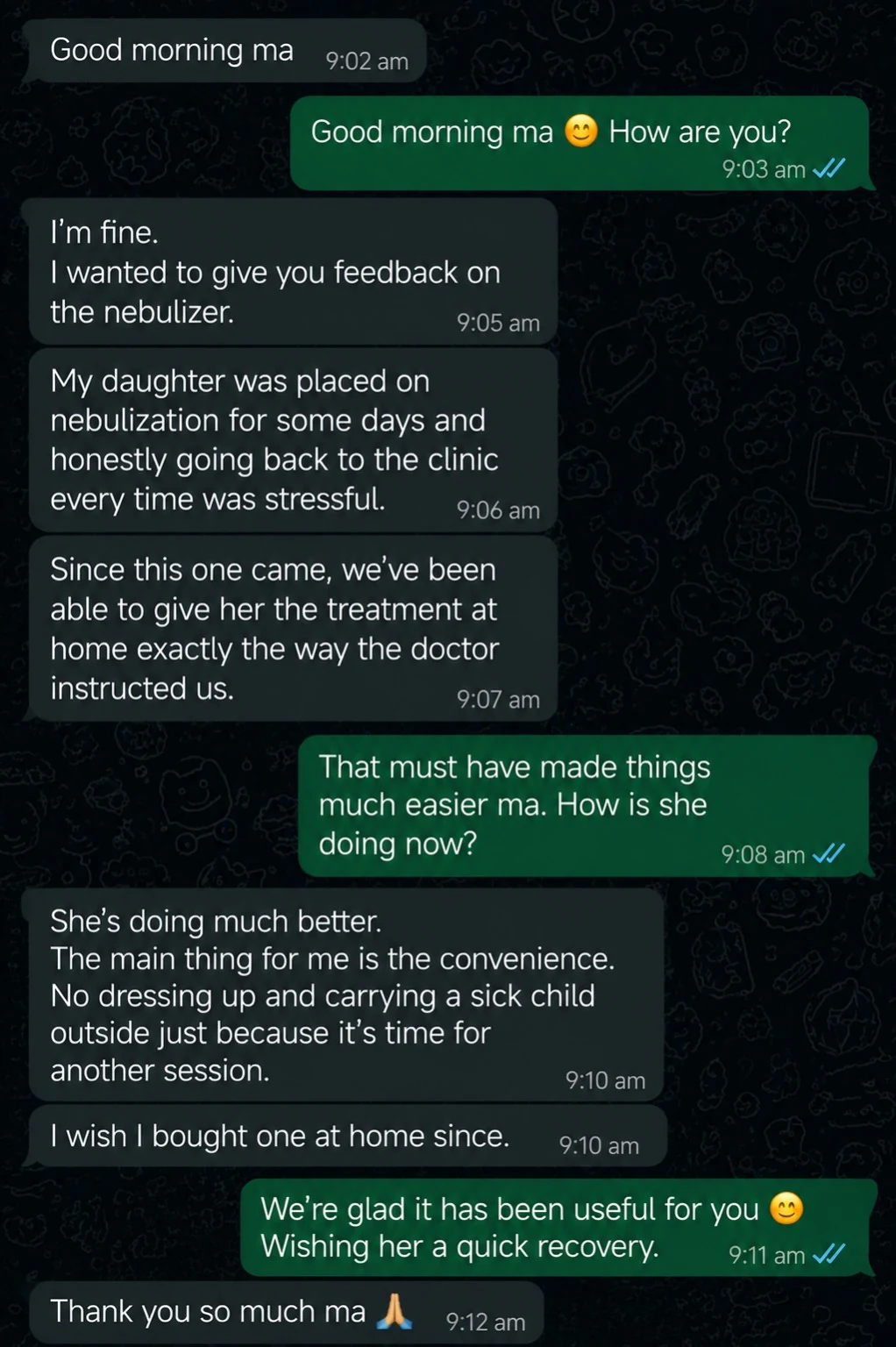 Customer message