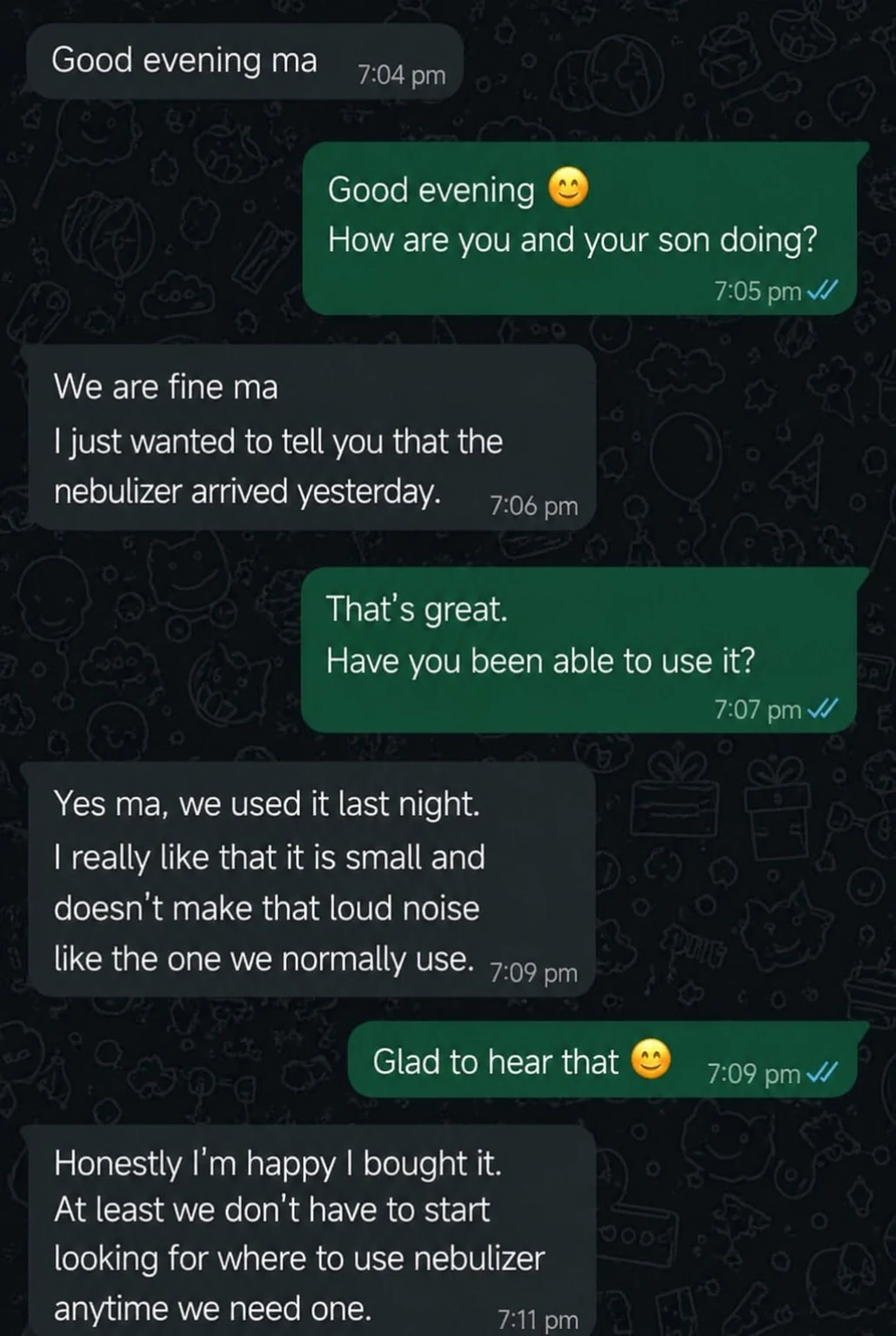 Customer message