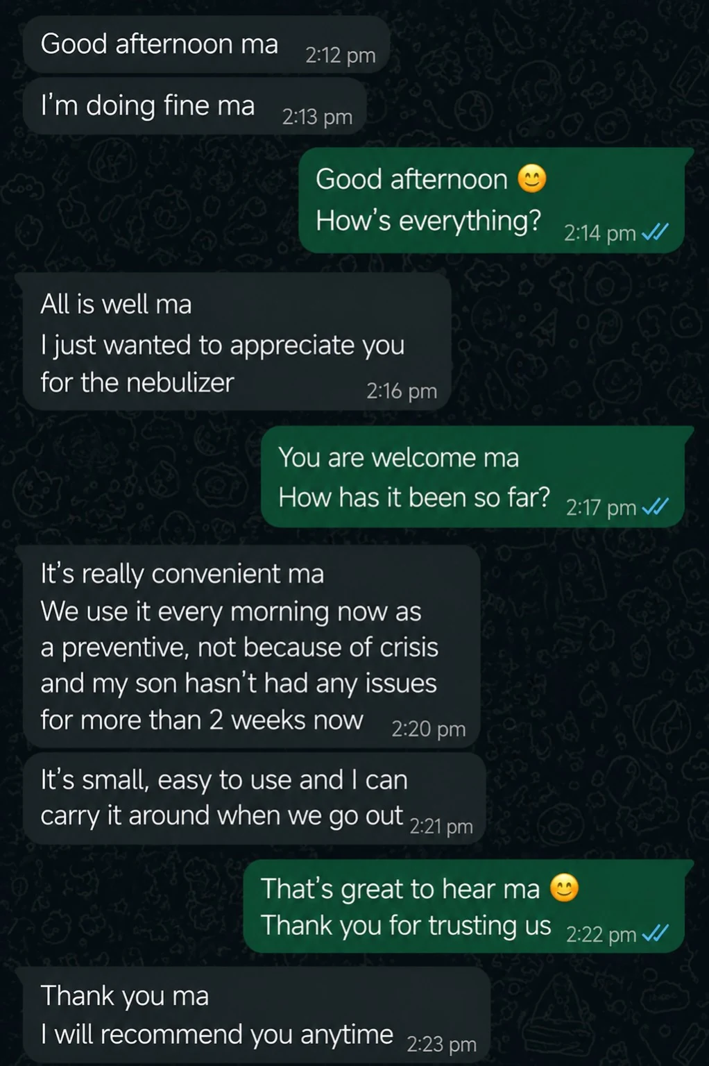 Customer message