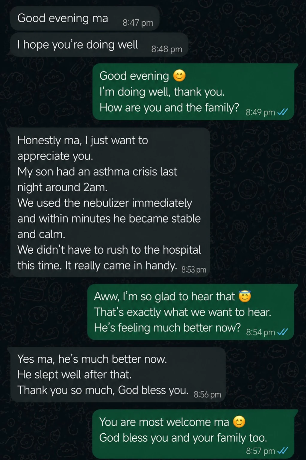 Customer message