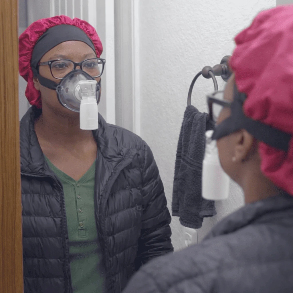 Adult using the nebuliser at home